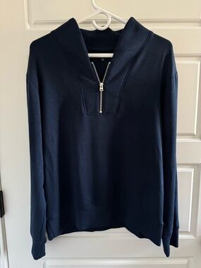 Softies Quarter Zip Pullover Sweatshirt, Navy, Size M